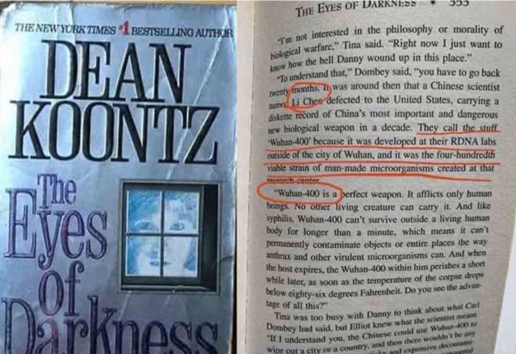 guise of a planed negative Agenda to manipulate & control mankind: Another Surreally Bizarre event "coincidence" related to the outbreak of COVID-19 regarding the controversy of the origination from WUHAN-CHINA I made a Marker regarding 1981 Book42)  https://twitter.com/nea_storm/status/1240361446699139081A-30