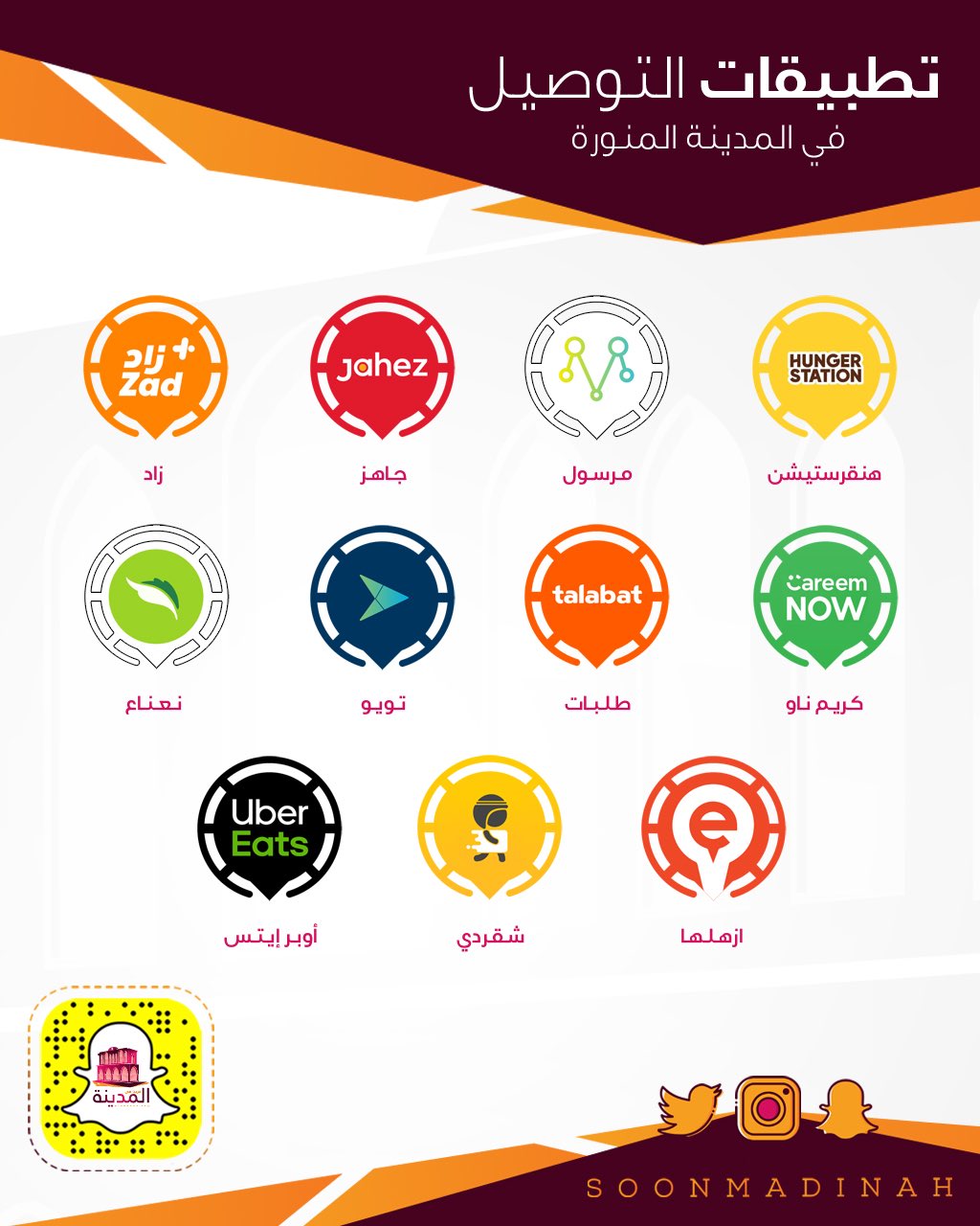 قـريـبـا فـي الـمـديـنـة On Twitter تطبيقات التوصيل المعتمدة والمتاحة بـ المدينة المنورة وش أفضل تطبيق جربته وخدمتهم سريعة