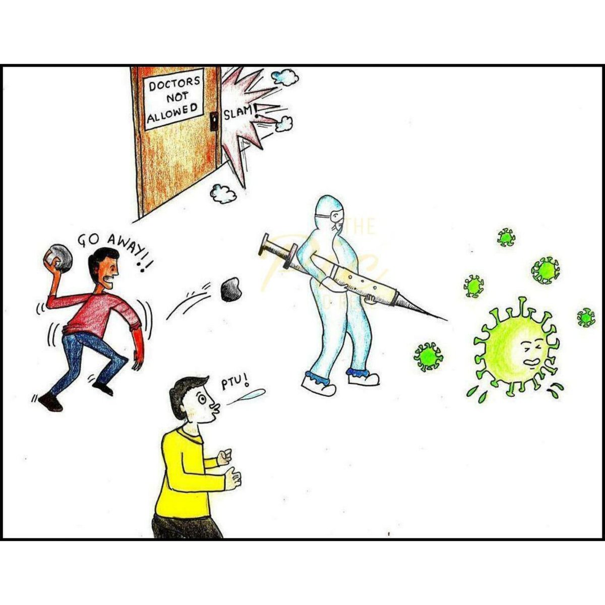 ThePictoreal's tweet photo. #JudgeMatCorona Doctors working for corona are being judged by society. #COVID2019india #IndiaFightCorona #covidindia https://t.co/MVhjgabKbU