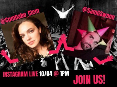 combabeclem's tweet photo. THURSDAY APRIL 10th @ 1PM UK time 😍
Gonna put some make up on with @SamGSwann, actor and activist fighting to change the industry 😎
Come and join us, chat with us about how to organise as creatives, get dolled up, whatever toots your horn 💃💃
#combabeclem #StayAtHome #actor https://t.co/iBsY3oDAUt