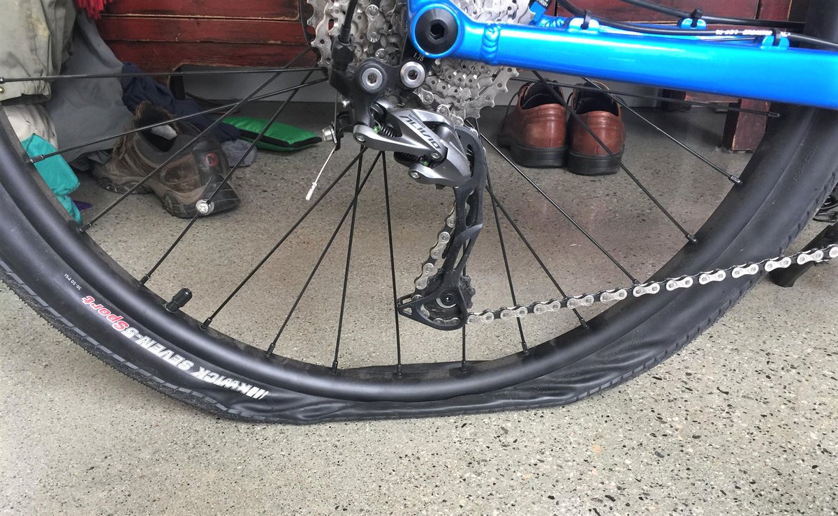 HaynesSaanich's tweet photo. So, this happened this morning.
First puncture in 5 years - out come the tools!
I feel like I should break into song when this is all done with "Back in the saddle again ...."
#FixItFred https://t.co/HKwiBR8bsn