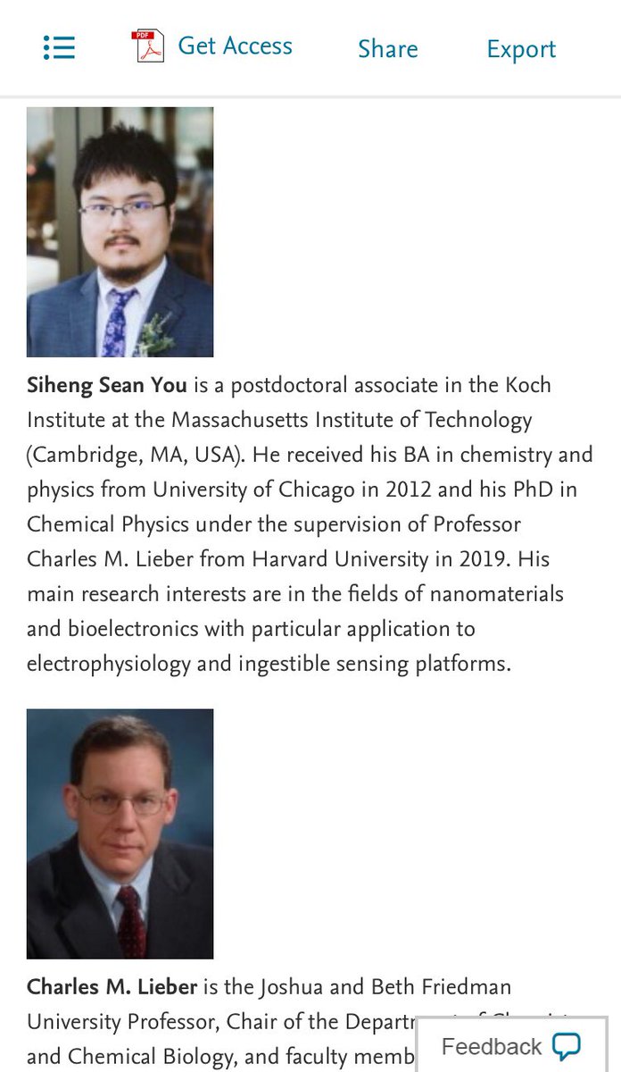 Nanowire probes could drive high-resolution brain-machine interfaces/Siheng Sean You-a postdoctoral associate in the Koch Institute at MIT (Cambridge, MA, USA).Charles M. Lieber, Harvard University. thread  https://www.sciencedirect.com/science/article/abs/pii/S1748013219306929