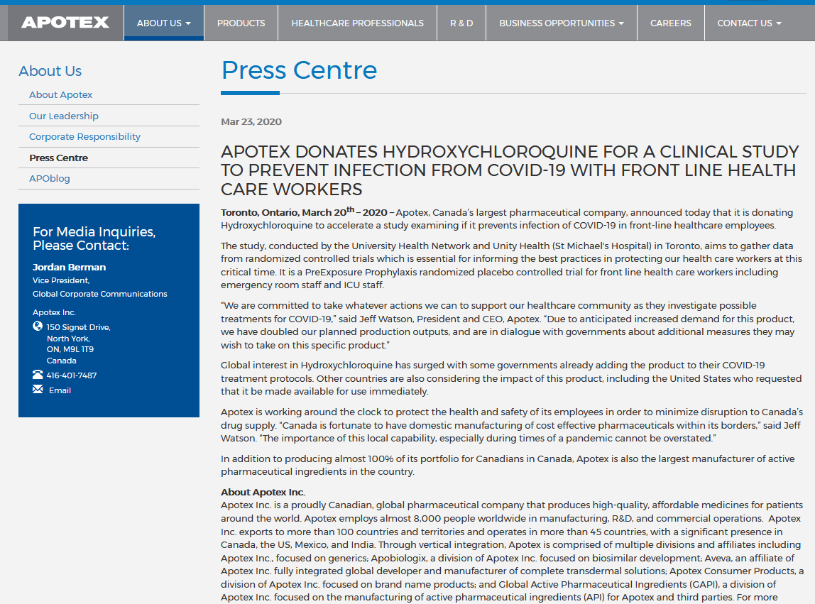 APOTEX DONATES HYDROXYCHLOROQUINE FOR A CLINICAL STUDYWho is Apotex?Who was Barry Sherman?How does it connect to Q?We need hydroxycloroquine?Building a "Safe House"?Q Post #2217 #QAnon  #QArmy  @POTUS