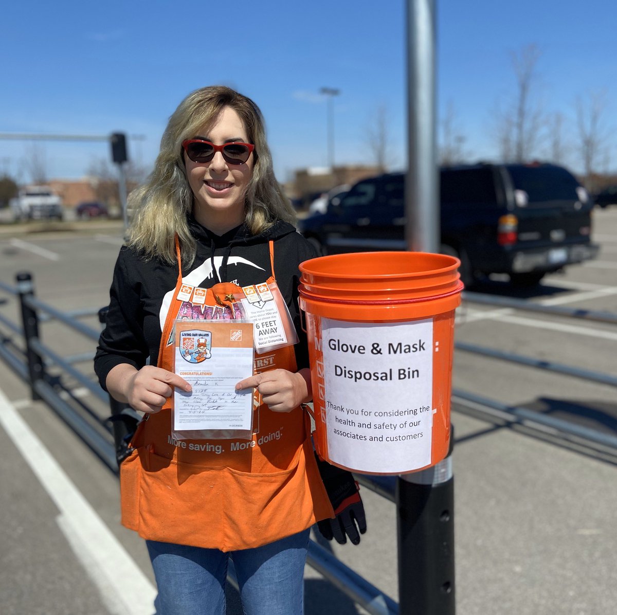 Great idea by Amanda! Taking care of our people and customers helping keep the lot clean and safe! <a href="/THDWoodhaven/">THD Woodhaven</a>