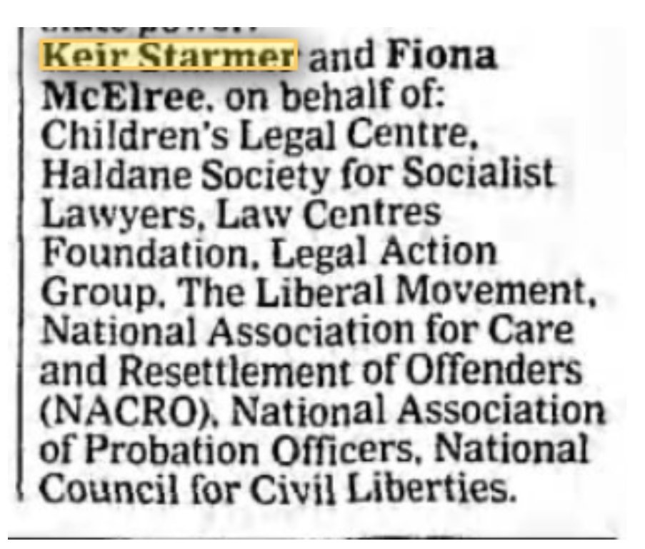 In 1989, Keir Starmer, at the time the NCCL's legal officer, wrote the following letter to the Guardian on behalf, inter alia, of the National Association for the Care and Resettlement of Offenders (NACRO) ...