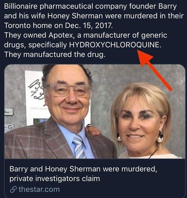 APOTEX DONATES HYDROXYCHLOROQUINE FOR A CLINICAL STUDYWho is Apotex?Who was Barry Sherman?How does it connect to Q?We need hydroxycloroquine?Building a "Safe House"?Q Post #2217 #QAnon  #QArmy  @POTUS