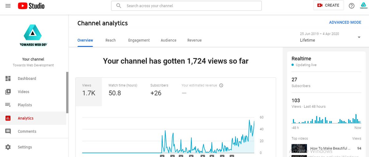 TowardsWebDev's tweet photo. Channel overall performance keep supporting :)
link : https://t.co/KO38IRuVsN
#100DaysOfSwift #DataScience #javascript #100DaysOfMLCode #100daysofcode #COVID2019 #Covid_19 #programming #NodeJS https://t.co/o6QrhODL9S