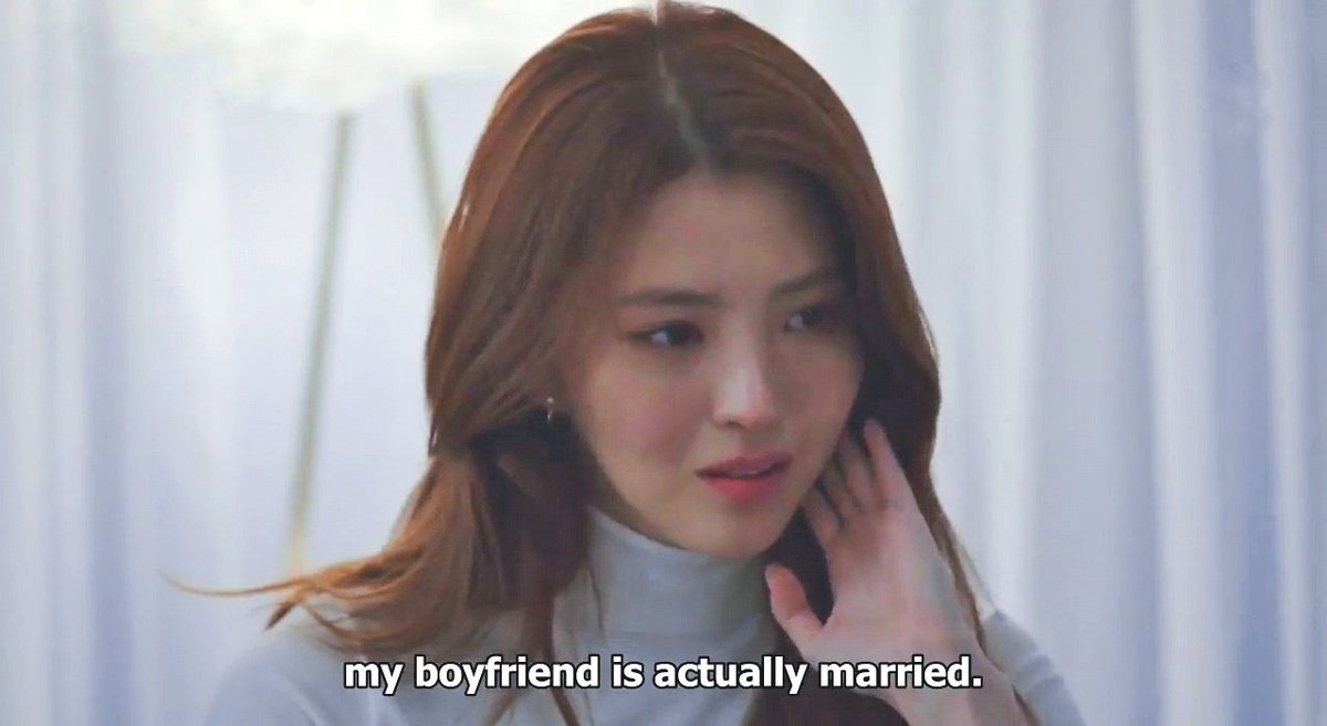 So? We should feel sorry?It beyond me how both lovers are playing the victim card!If she was clueless about him being married then i would have felt bad for her. But she knows, enjoy this cheating and also mocks Sun Woo.They truly deserve each other #TheWorldoftheMarried