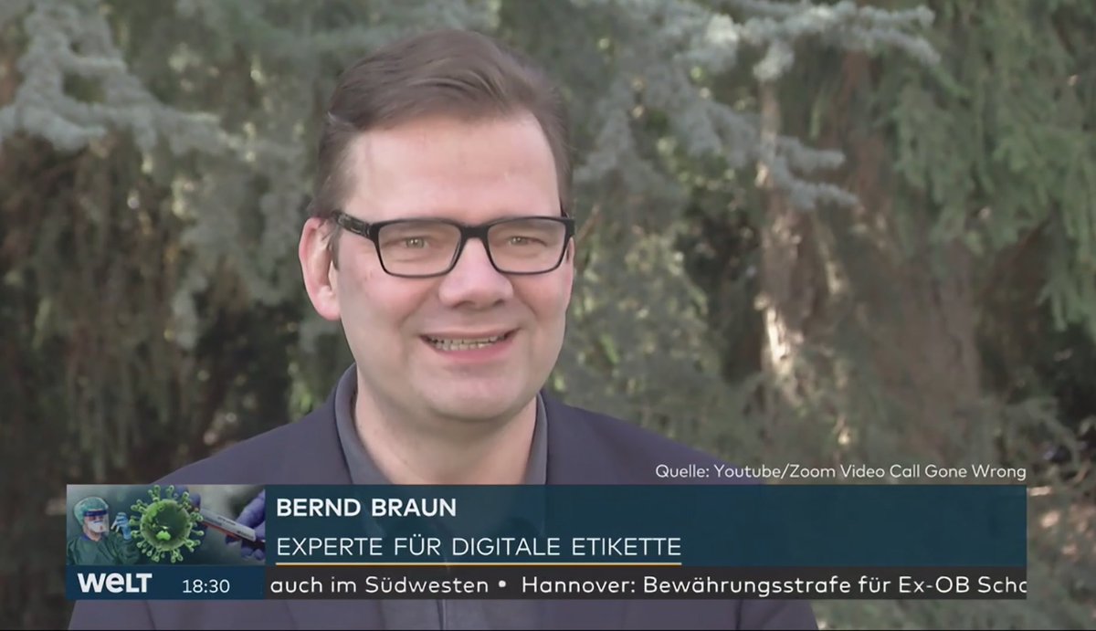 braun_social's tweet photo. Welt24 und SAT 1 Nachrichten berichten über die Digitale Etikette in Videokonferenzen mit mir als Experten. #videocall #digitalEC https://t.co/EJDD9MclUb