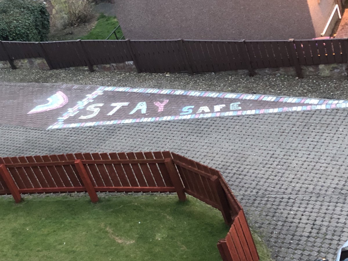 Little bit of Art Work with important message from my girls today while I was at work. #StayHomeSaveLives #StaySafe  #RainbowOfHope #WellDoneGirls