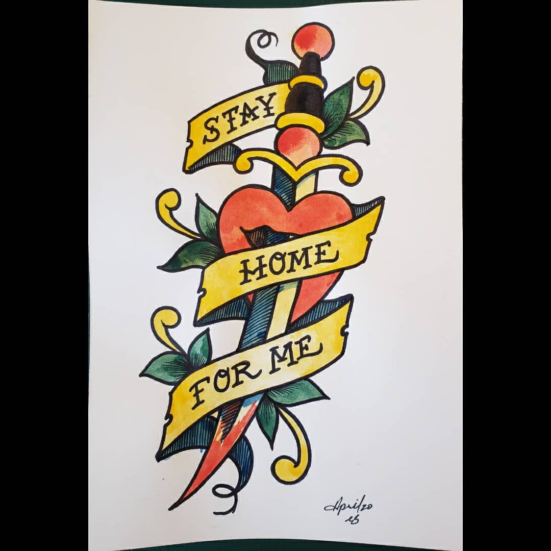 elisashigehiro's tweet photo. Today's Sailor Jerry traditional flash study was originally "death before dishonor", but I think this message is more timely.
If you can stay home, please do so, for the sake of all the essential workers who are keeping us healthy and supplied β€β€β€
#StayHomeForMe https://t.co/5ERAtWQOF2