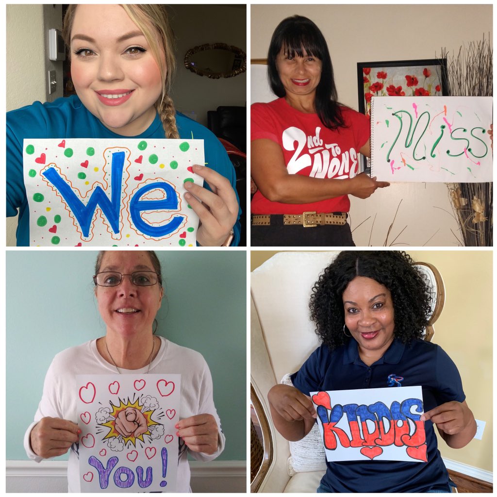 mariielagza's tweet photo. We truly miss our kiddos so much! Can’t wait for things to go back to normal! ♥️ #secondgradeteam @Robinson_HISD @HISDEastArea https://t.co/zFck9EJVtY