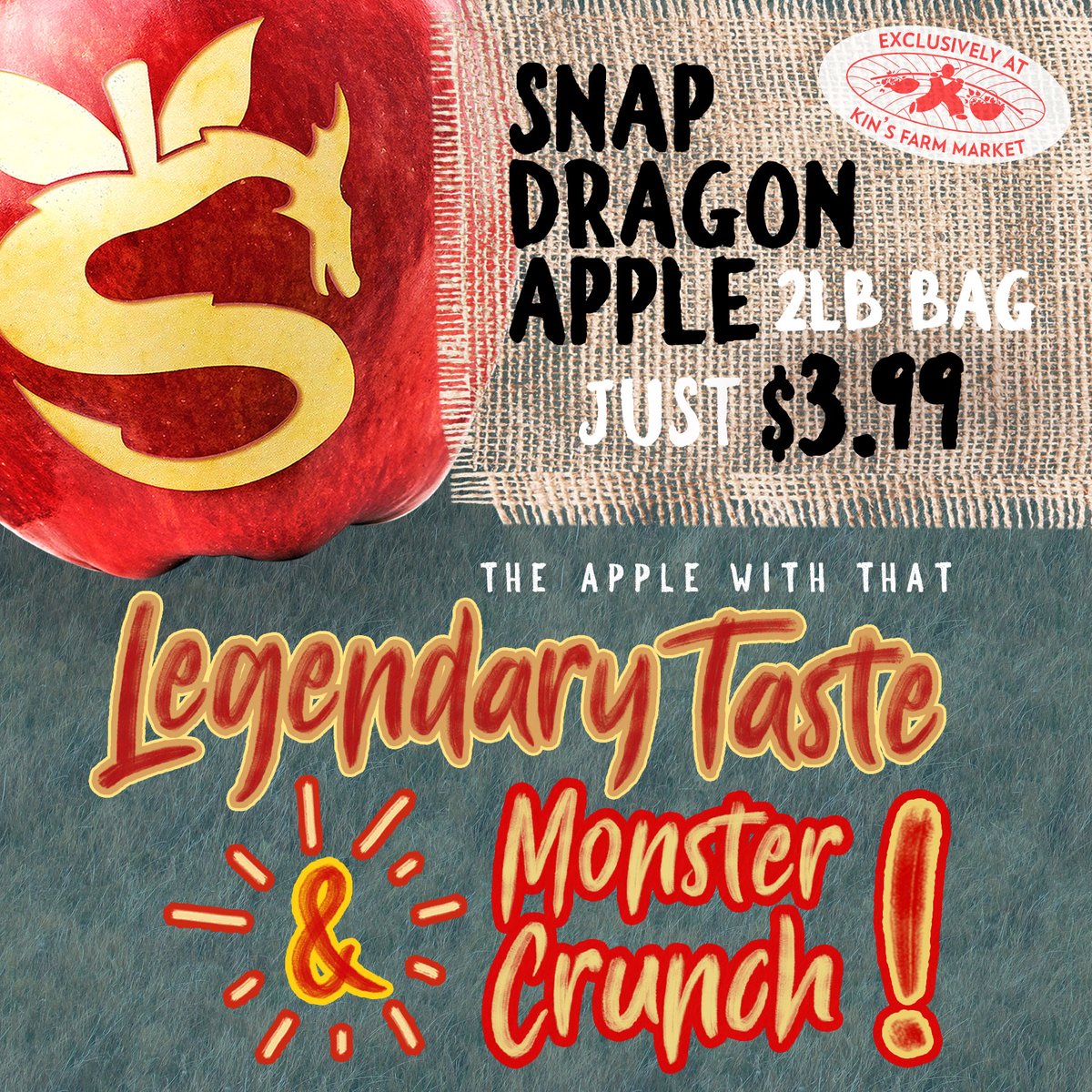 KinsFarmMarket's tweet photo. ☀️WEEKEND SPECIAL☀️
Arguably, the best tasting #apple anywhere! And definitely the best price in the Lower Mainland. Just $3.99 per 2lb bag!
Exclusively at Kin's Farm Market! 🐉 #ProudlyCanadian #SnapDragonApple #MonsterCrunch https://t.co/HMQNrW7ygs