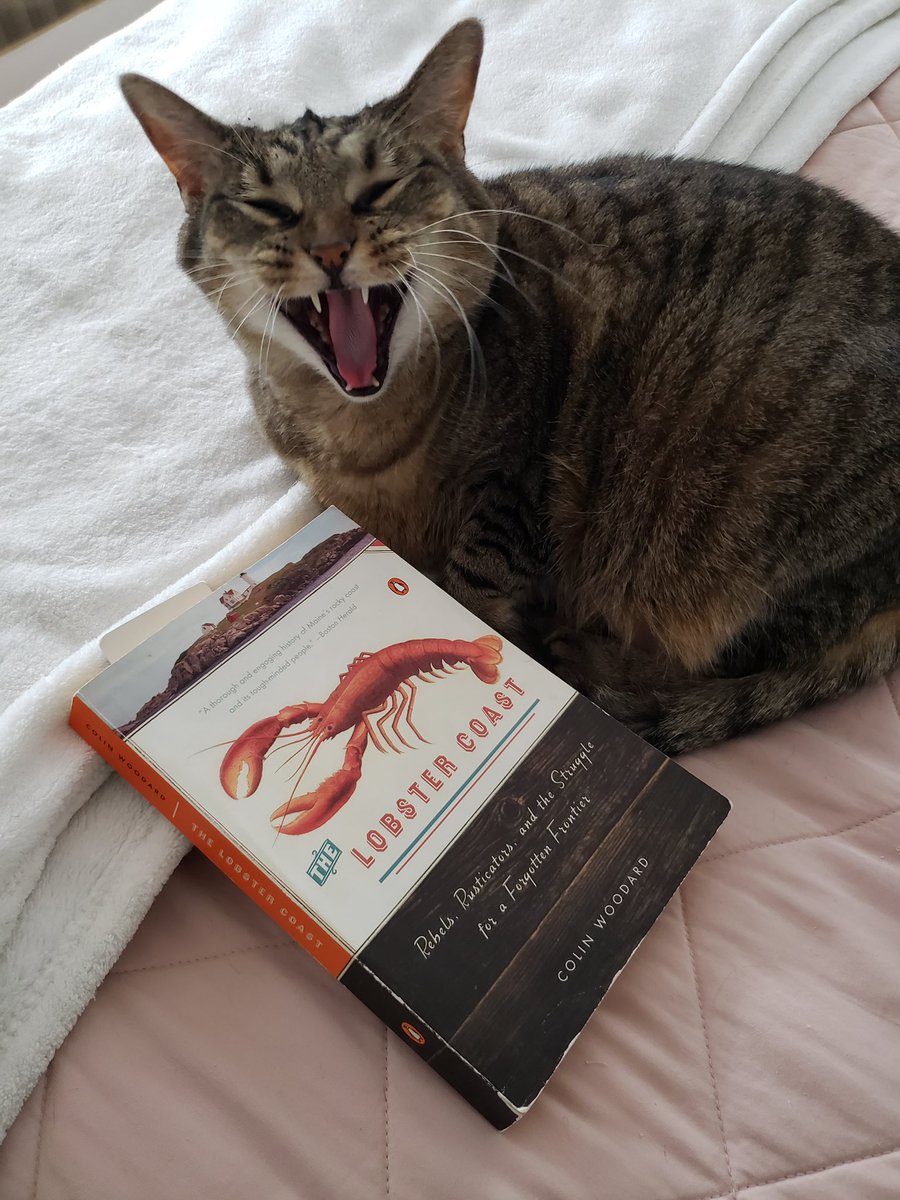 UMaineMHC's tweet photo. Matt Mullen from UMaine Foundation shared this #HumanitiesFromHome photo for Day #13. He revisited his worn copy of @WoodardColin’s Lobster Coast. The MHC had to cancel a Spring event with Woodard, but hope to reschedule for the Fall. #LobsterCoast #Maineauthors https://t.co/5BOdOJqegp