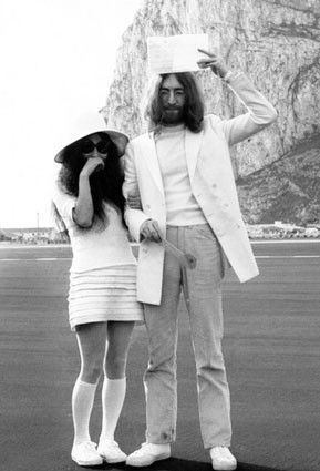 john and yoko try to get married on a boat on the 14th, they fly to paris on the 16th and try to get married there but were not allowed to legally. so they fly to gilbraltar and are finally married there on march 20th. eight days after paul marries linda.