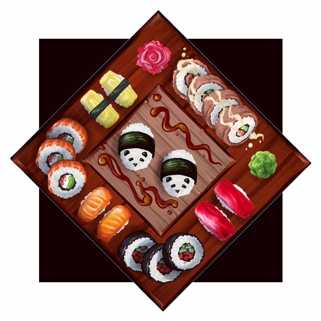 Crimson_Puppet's tweet photo. Food Art ✨🍣🥘🥞✨
#illustration #Food #foodart #digitalart #sushi #bowle #pancakes https://t.co/QYevezo6XN