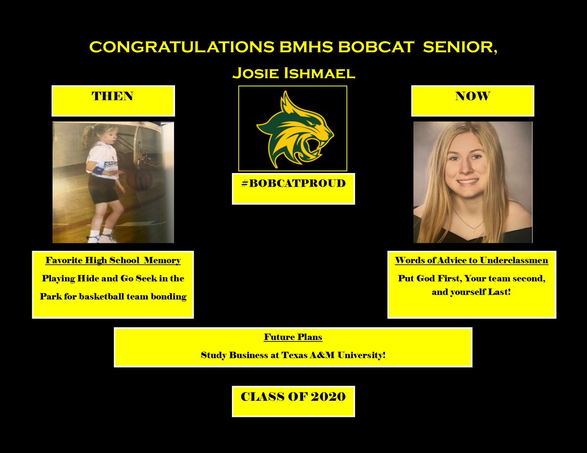 BenbrookBobcats's tweet photo. Bobcat Senior Athlete Spotlight:
Today our Senior Athlete Spotlight is on Josie Ishmael.  #BOBCATPROUD #FAMILYALLIN 
@BenbrookMHS
@FWISDAthletics https://t.co/vUlTmuLJIt