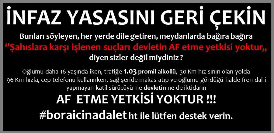 Siz kim oluyorsunuz da,16 yaşındaki oğlumu trafikte 1.03 promil alkollü iken hayattan alan ve göz göre göre öldüren katili #af edeceksiniz.Bu mu sizin #adalet anlayışınız?#İnfazyasasını onaylara soruyorum;evladınızın saçının bir teline zarar verseler ne yaparsınız?<a href="/abdulhamitgul/">Abdulhamit Gül</a>