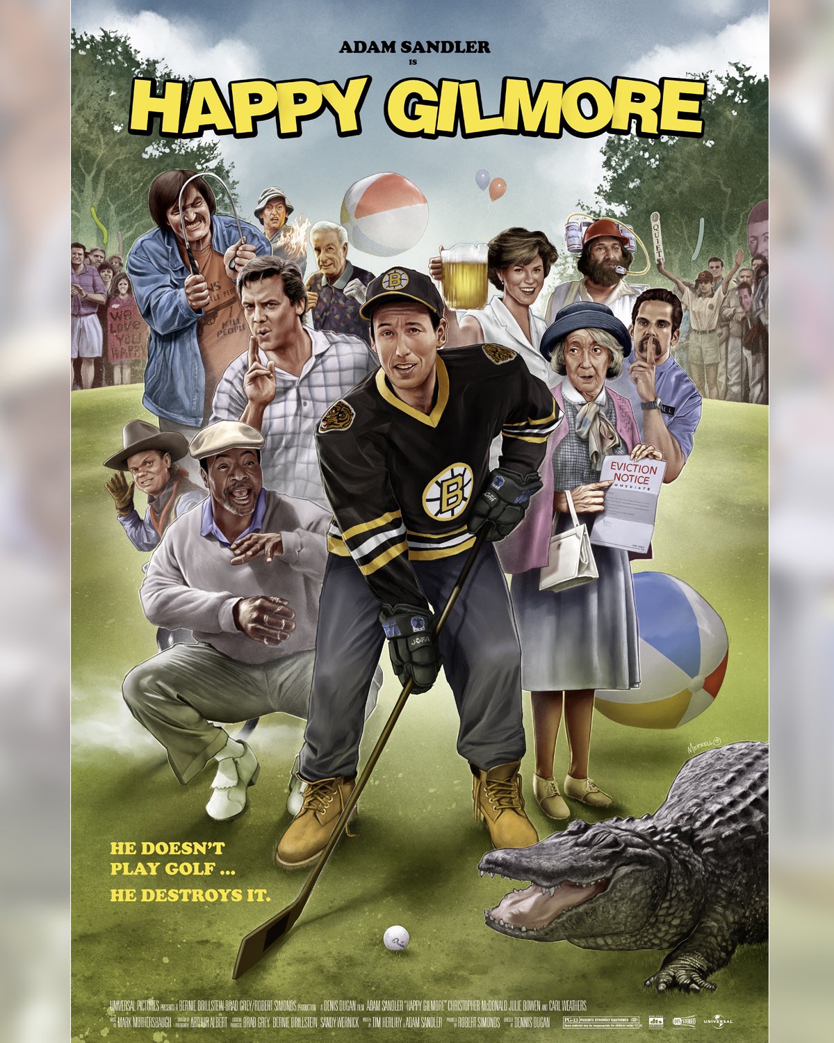 DaveMerrell on X: *NEW WORK HAPPY GILMORE - Coming soon. There will be APs  available, please contact @updawgart for more details or to be put on a  waitlist. #adamsandler #happygilmore #golf #icehockey #