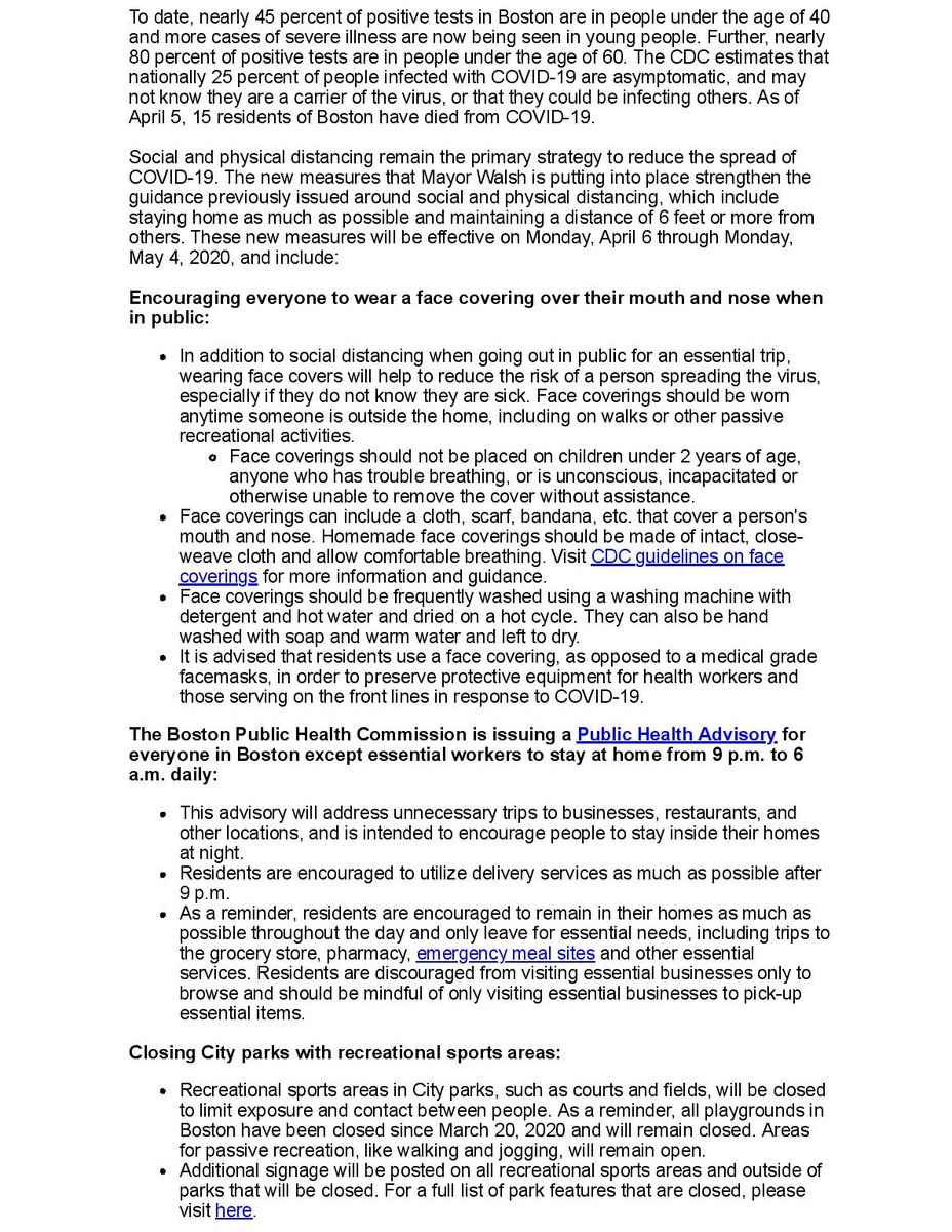 OnlyInBOS's tweet photo. ALERT: The City of Boston has issued a recommended curfew between the hours of 9PM and 6AM starting April 6th through May 4th. 

Essential workers would be exempt from the curfew.

All reasonable efforts will be made to secure voluntary compliance with this curfew. https://t.co/mmjPX9PPad