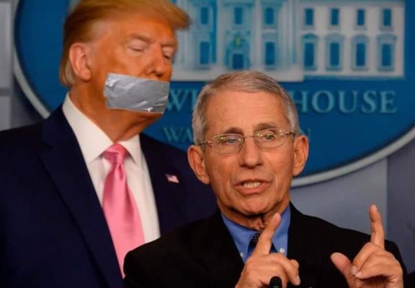 robvc's tweet image. #BoycottTrumpPressConferences 
 Dr Fauci's Demonstates His New mask that will save millions of lives.