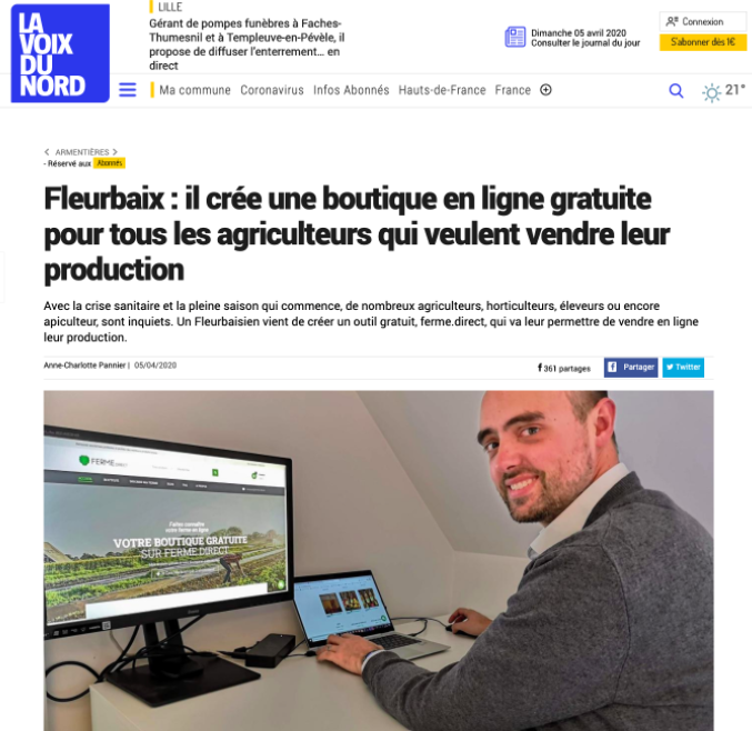 FermeDirect's tweet photo. https://t.co/A92lij9hu6 a l'honneur d'être publié dans la @lavoixdunord !
Merci pour le soutien et la visibilité ! #ConsommerLocal #circuitcourt 
https://t.co/Ovd4j0vlxj https://t.co/X4zWn5YSdt