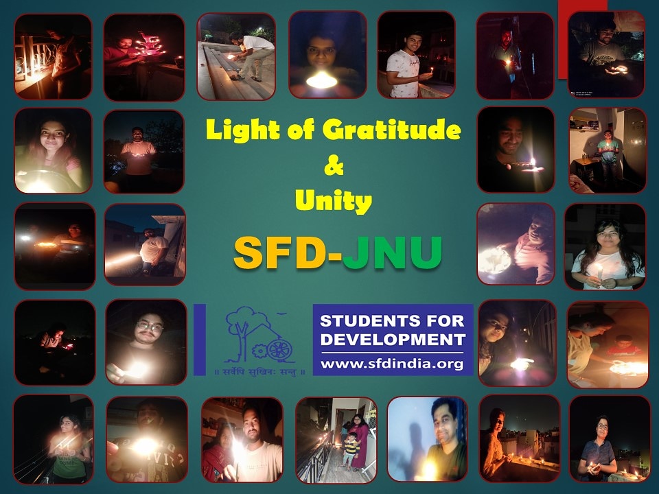 SFDJNU's tweet photo. इतिहास याद रखेगा
इस दिन को
जब पूरा संसार 
डगमगा रहा था
तब
हिंदुस्तान जगमगा रहा था🙏
 #SFDwithNation
#JNUwithNation
#9MinutesForIndia
#IndiaFightsCorona https://t.co/pGdNjC0Aiz