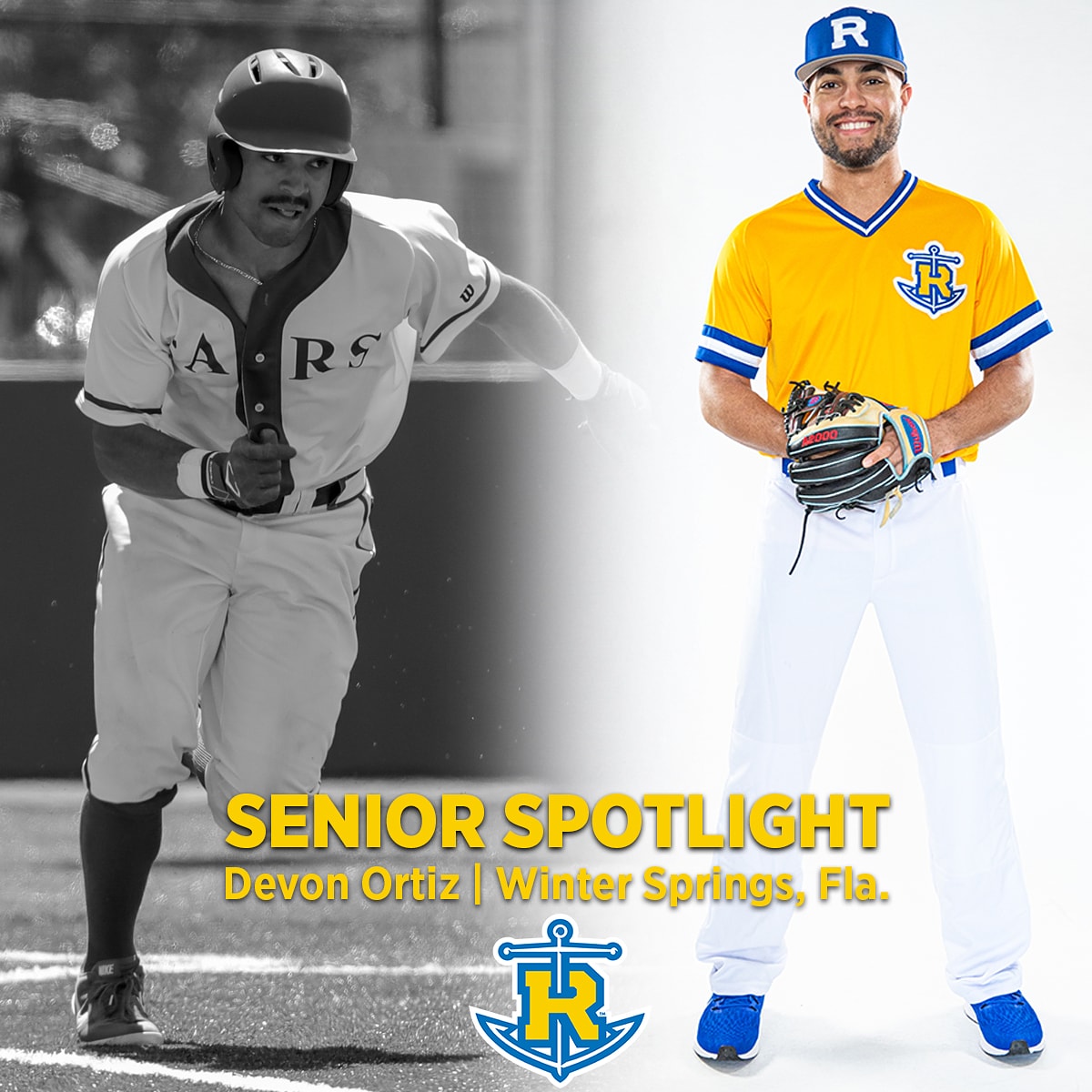 Rollins Baseball (@rollinsbaseball) on Twitter photo #8 Devon Ortiz | Winter Springs, Fla.
Devon showcased stellar defense & an aptitude to get on base. This spring, he led the Tars with 9 SB
Before Rollins, Devon was the 2016 ASUN Freshman of the Year at USC-Upstate
Tars Career Stats:
22 G, .299/.368/.312, 17 R, 8 RBI, 12 SB #8 Devon Ortiz | Winter Springs, Fla.
Devon showcased stellar defense & an aptitude to get on base. This spring, he led the Tars with 9 SB
Before Rollins, Devon was the 2016 ASUN Freshman of the Year at USC-Upstate
Tars Career Stats:
22 G, .299/.368/.312, 17 R, 8 RBI, 12 SB