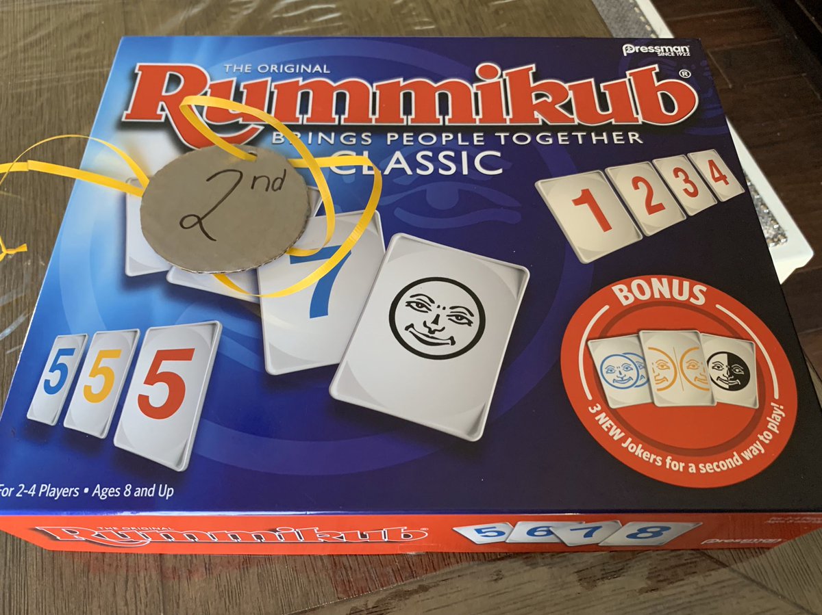 BScottChipman's tweet photo. After 1-week break to soothe hurt feelings over controversial Uno finish, Chipman Board Game Olympics continued today with 2 games left. First up was Rummikub, with 13-year-old daughter nabbing gold to pull within points of 1st overall. https://t.co/H1Lz6Zz6Jw