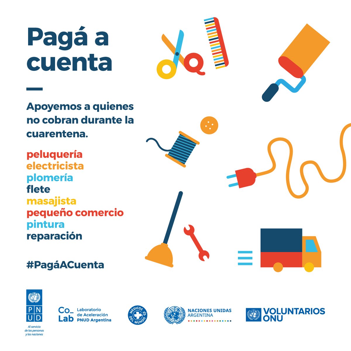 PNUDArgentina's tweet photo. Si vos podés, #Pagaacuenta hoy y recibí los productos y servicios luego. Ayudemos a los que no cobran durante la cuarentena. Conocé algunas de las opciones para hacerlo    👉👉https://t.co/5zLM4l6pkq  #covid2019 #QuedateEnCasa https://t.co/YN8vw6hWcs