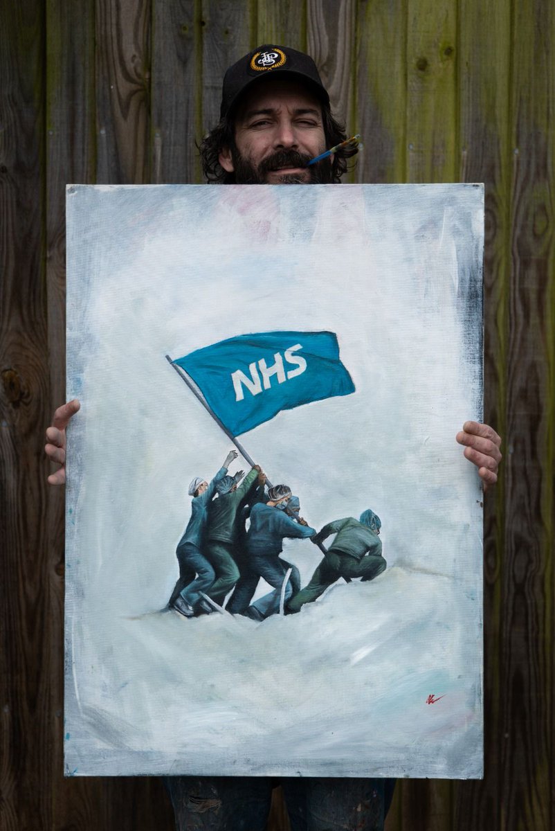 We're doing our 1st print run of Chris Rees' 'National Hero Service' tomorrow afternoon. We've been overwhelmed by the number of people who have bought a print and all the kind words. Profits will be going to the NHS. Get yours from the <a href="/heywhatstudio/">Hey! What?</a> shop buff.ly/2wNz6WL