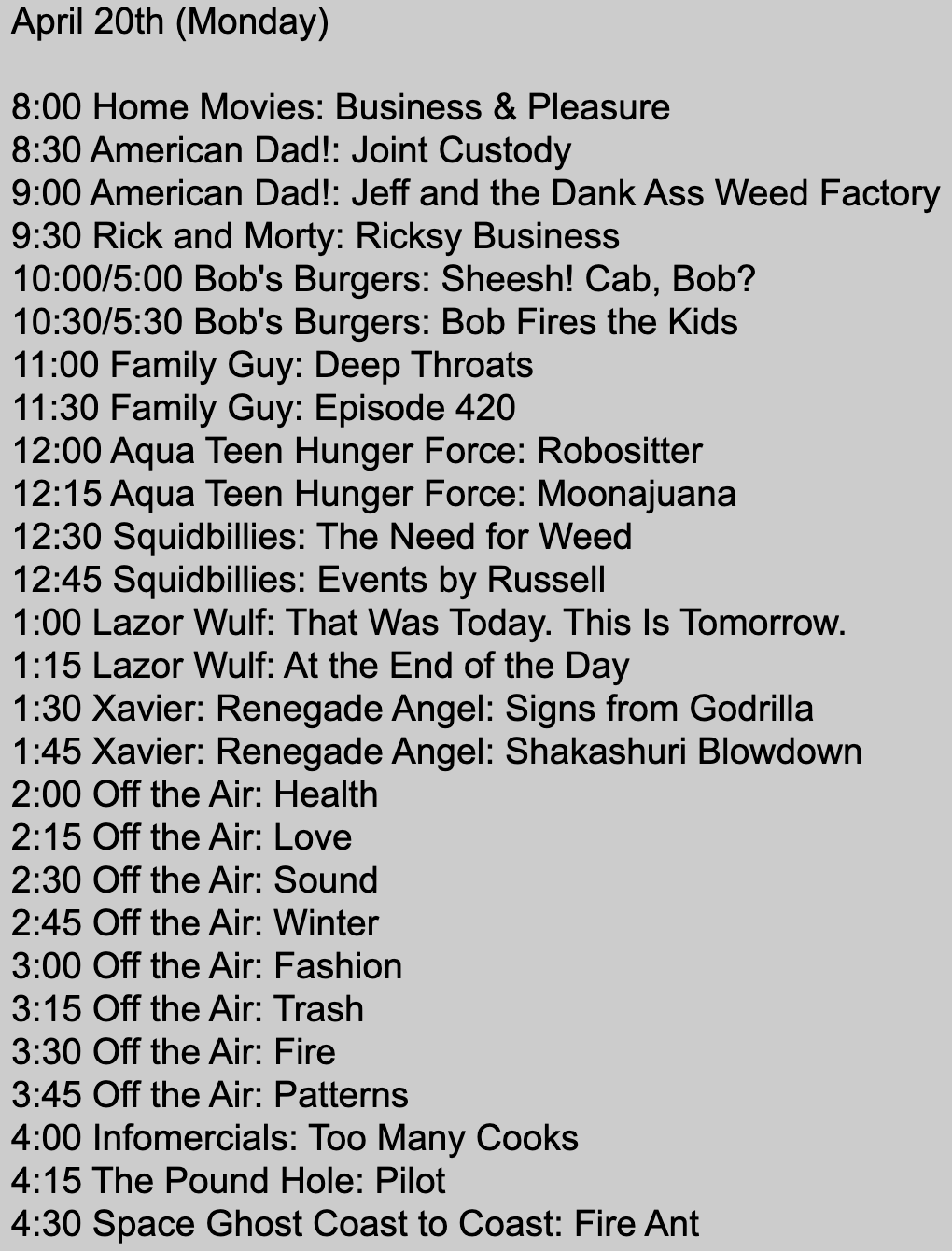Swimpedia on Twitter "New schedule for the Off the Air portion https