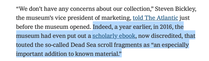 Some weird stuff in this article, for instance referring to a scholarly editio princeps of 13 supposed Dead Sea Scroll fragments as a "scholarly ebook".(Yes the link takes you to Brill's Dead Sea Scrolls Fragments in the Museum Collection)