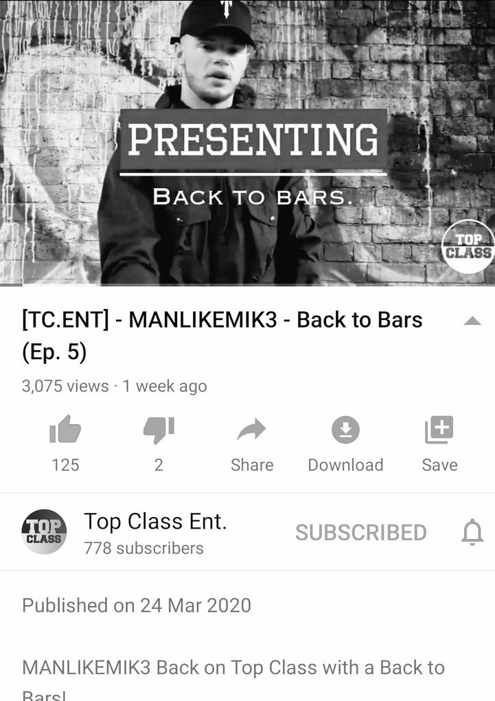 TopClassUK's tweet photo. @manlikemik3 Currently sitting on 3K views in 1 week! Lets keep pushing. 🔥💯 https://t.co/Wb9fyVFYeO