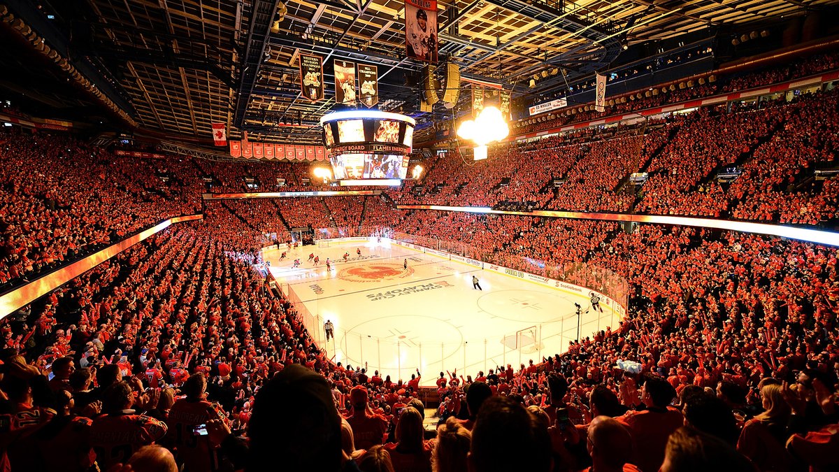 NHLFlames's tweet photo. Home sweet 'Dome ❤️

We're 1⃣ hour away from Game 6⃣ of our 2015 series vs. the Canucks! @Sportsnet West has you covered on the 'ole 📺 https://t.co/NpG2fvYBr1