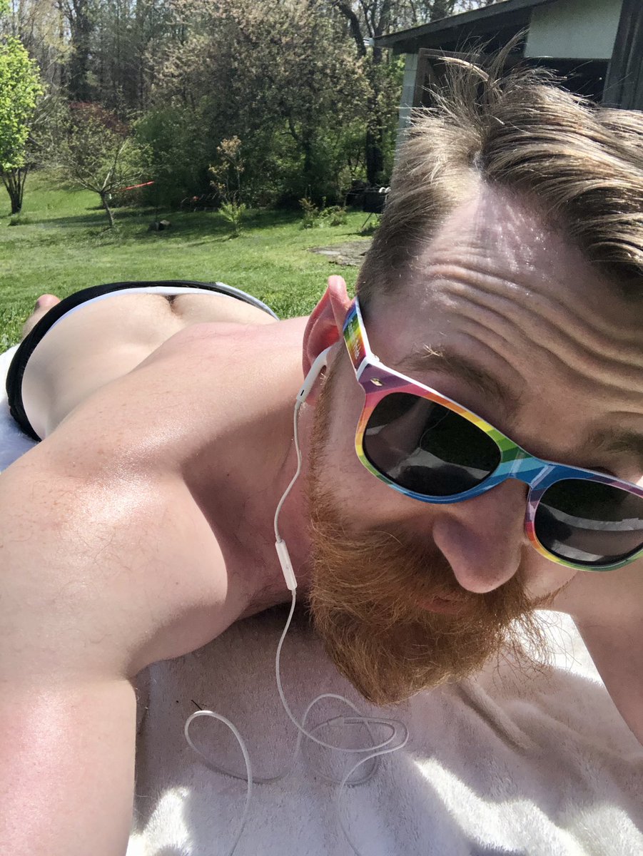 HBRawrnStuff's tweet photo. Probably a failed effort because Iโm ginger and pasty but might as well get some Vitamin D if Iโm not getting Vitamin Dick! #sunsoutbunsout #gingerstud #gay #gayboy https://t.co/4g0aSvehti