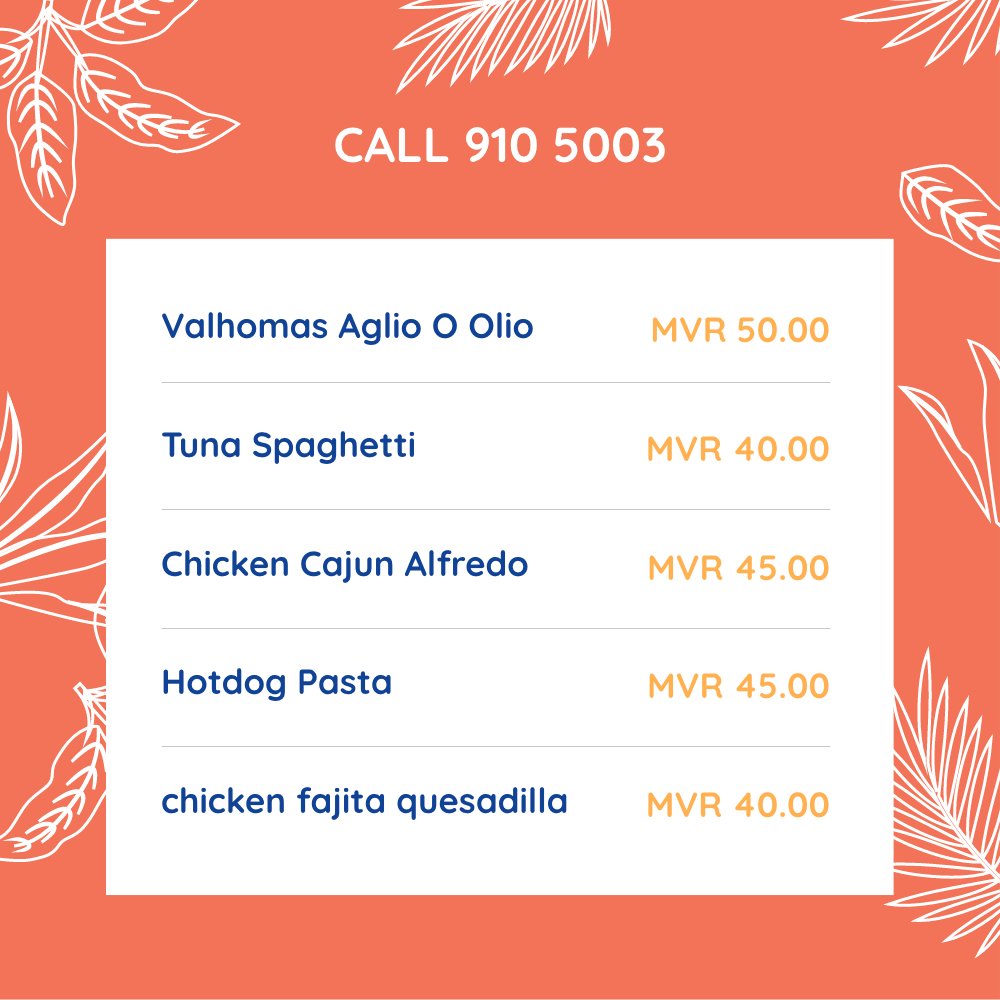 hanakaanaa's tweet photo. New Menu's! Available for delivery between 10am - 5pm & 8pm - 10pm (except for Friday & Saturday). Food will be prepared & delivered within 1 hour of order. #GoathiFood #Delivery #Food https://t.co/bhWAArjFyP