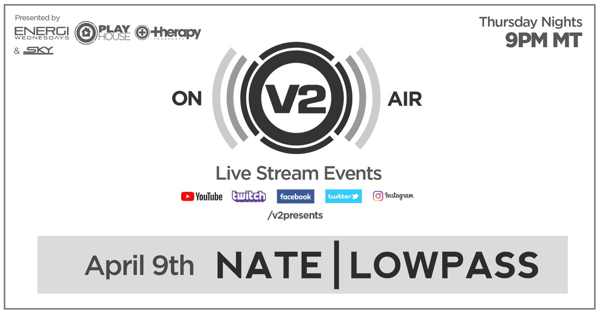 MASVMusicGroup's tweet photo. #V2OnAir continues this Thursday night with a #PlayhouseSLC takeover by resident DJ @NateLowpass. The house music will be flowing and the community will be virtually grooving. ▶️🏠

➡️ RSVP to our weekly event: https://t.co/eqpdENjjg6 https://t.co/n5VtcR5aif
