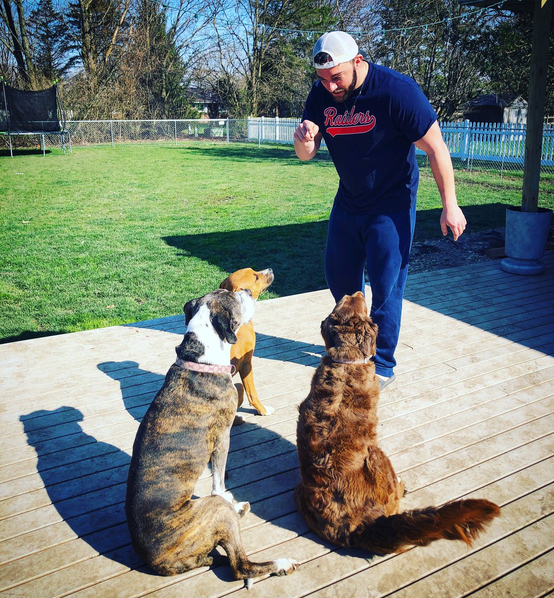 coach_lento's tweet photo. Day ?? Of Quarantine and NO sports!
Found myself giving the dogs a halftime speech about chasing birds, they need to step their game up!!
#gametime #halftimespeech #missingmyguys #coach #alwayspracticing https://t.co/QH819vOk4X