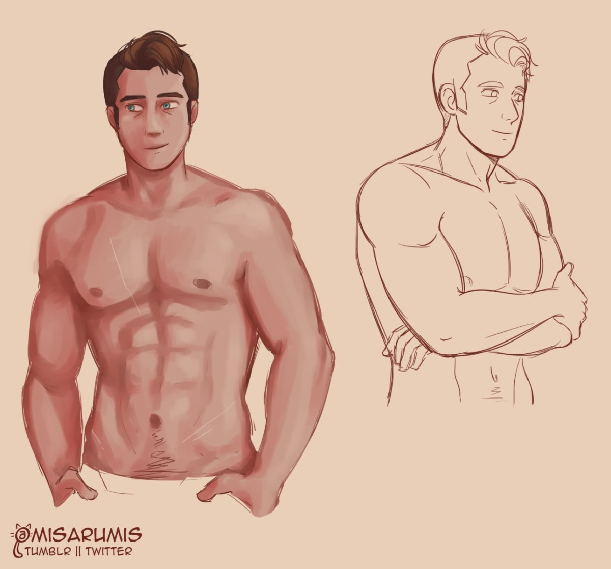 How to draw a shirtless man?