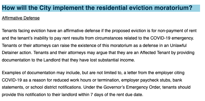 But the city of L.A.'s housing department is encouraging tenants to provide those documents, including bank statements, on their FAQ about this ordinance (h/t to a reader) (2/2)  https://hcidla.lacity.org/covid-19-eviction-moratorium