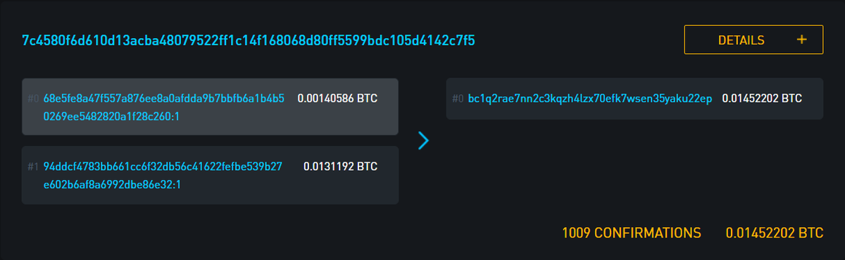 6/11 Whirlpooling is important because let's say an adversary knew I owned input #1 (0.00140586) Then they know I sent my output to address ending in 22ep. But from there, when we Whirlpool they have 3 options to follow the  #bitcoin  