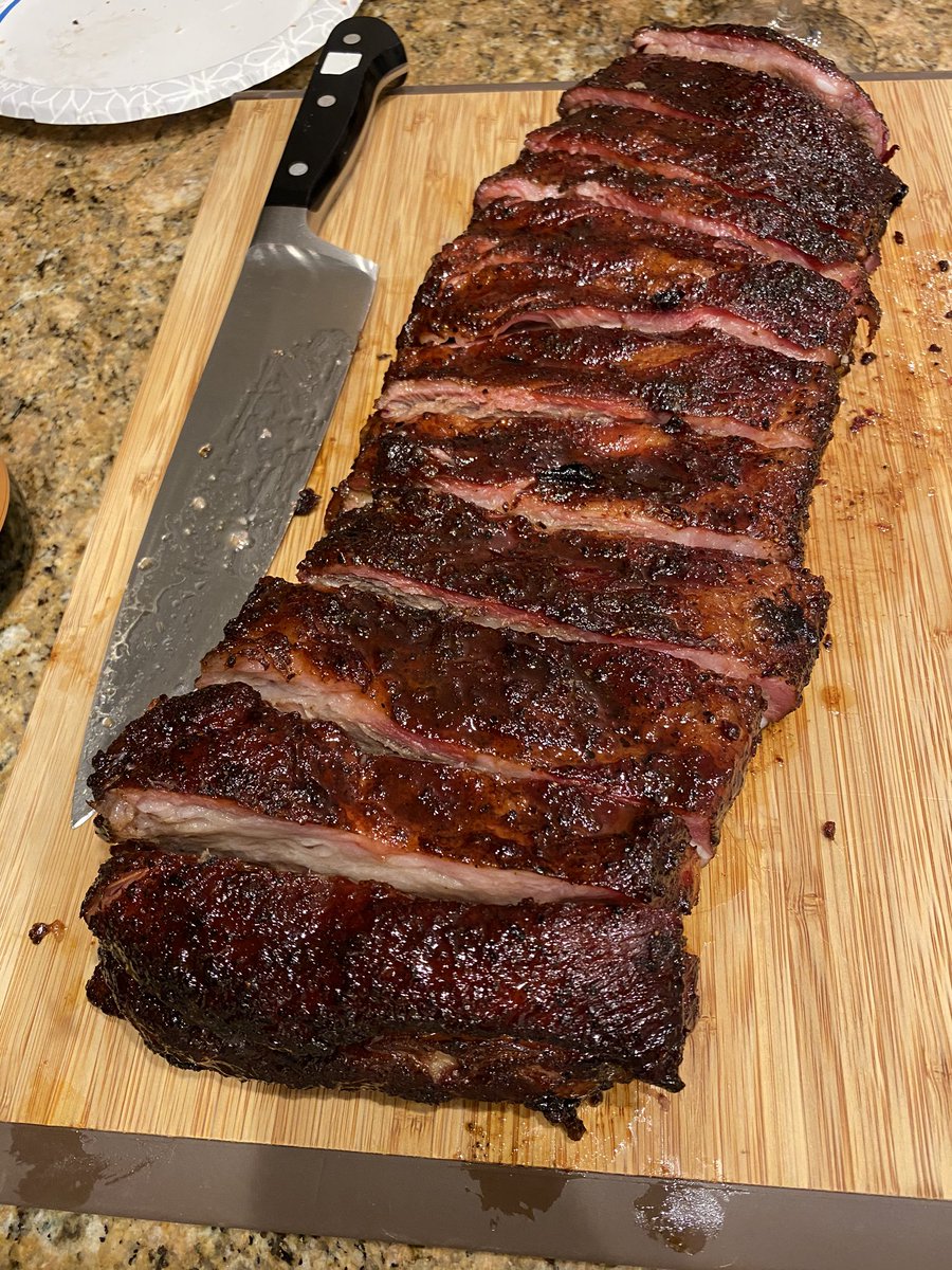 umichsmith's tweet photo. @MeatChurch Pecan smoked spare ribs. https://t.co/h8eptRjsN6