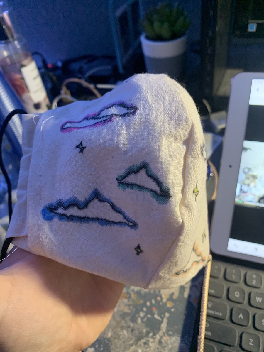 CorinneTakara's tweet photo. Face masks made for my teen @Biodesigned team. After making over 25 masks, all the fabrics I had left were old family rice bags from Maui plantation days. Love seeing how the teens are decorate these. Penny’s has clouds &amp; stars. Waiting to see Addie, Temo &amp; Juan’s designs. https://t.co/GM9GJVjMUi