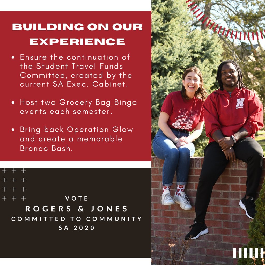 VoteRogersJones's tweet photo. 🐴 Our third platform builds upon our combined  experience in Student Association and dedication to the Bronco Community.
#hastingscollege #committedtocommunity https://t.co/Fp7cqR07nl