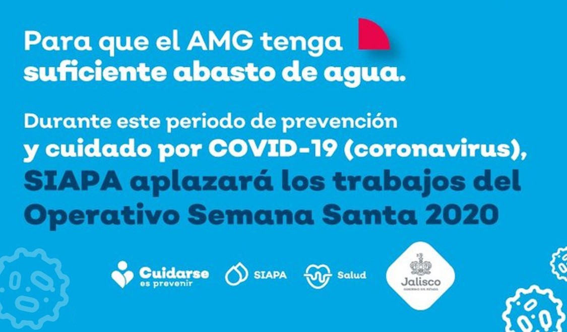 siapagdl's tweet photo. ⚠️#SIAPAInforma ⚠️

El Operativo Semana Santa 2020, que consiste en trabajos de mantenimiento en el sistema de abastecimiento Chapala-Guadalajara, serán aplazados hasta nuevo aviso.

Esto como parte del Plan Jalisco COVID-19.

Consulta los detalles aquí: https://t.co/Vya6B7BI40 https://t.co/kqRnkdNes3