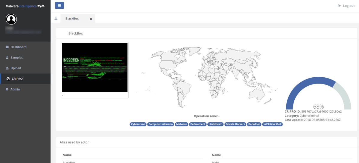 MalwareInt's tweet photo. It match with #UK #BlackBox actor profile in #MalwareIntelligence
#CRIPRO-ID:593767ca27a94600127c80e2
Also disseminates other two associated samples under same filename
af4904d247f5a5b7d91040d1c08d9b13
ea4a18db44fa20c5d5c8c948c6bd3a30
#Malware #Trojan #maldoc #Macro #MalwareInt https://t.co/0jFPOJMoU7