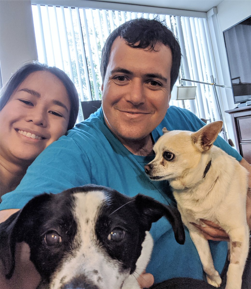 Mr. Papas, the #Chihuahua, is in his #ForeverHome. North Beach is his new hangout with dog bro Jake, (hamming it up) and parents Khrizel & Forest! They wanted to expand their family with a friendly and quiet dog and Mr. Papas raised his paw! 🐾 #adoptionsuccess #seniordogsrule