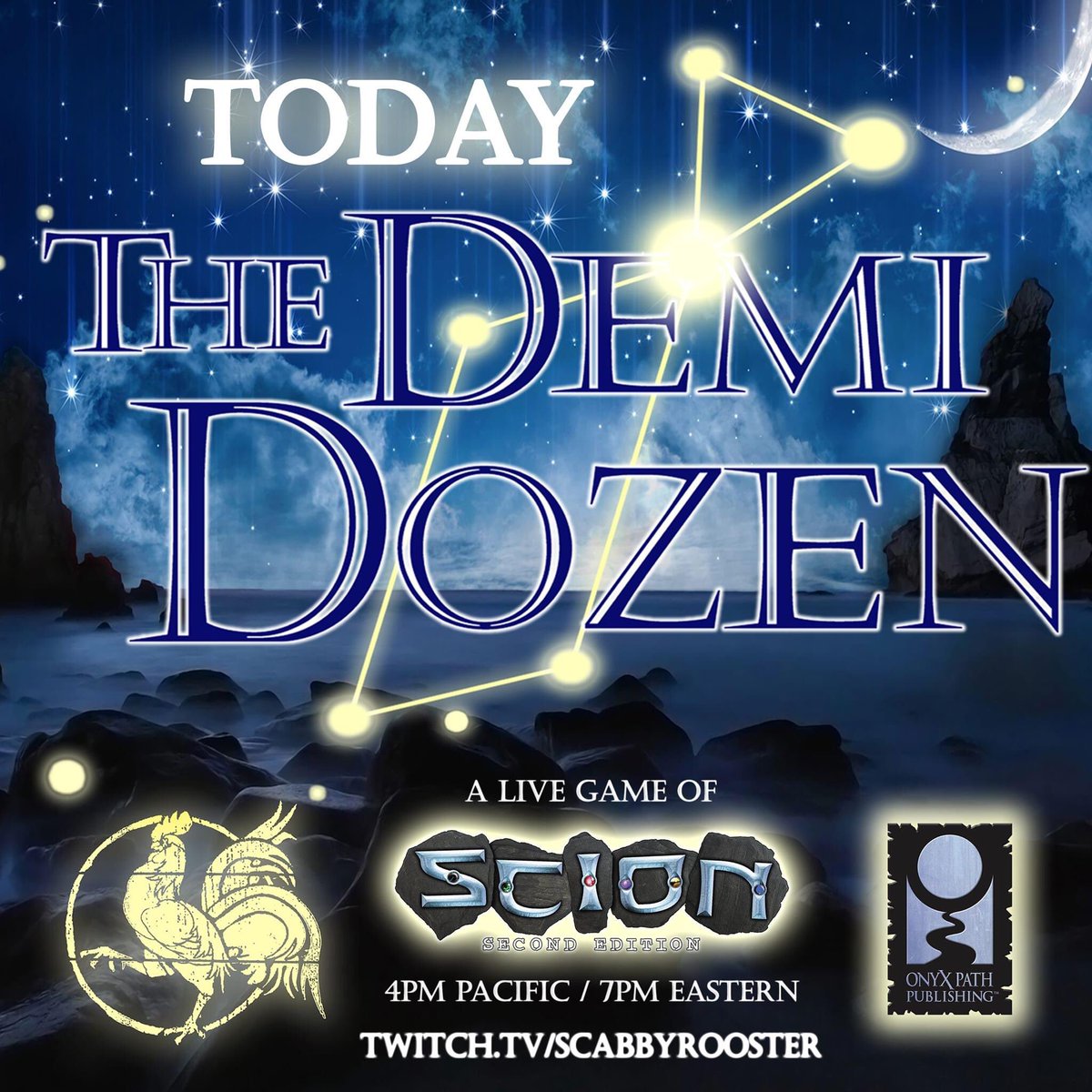 beaglethebard's tweet photo. The #DemiDozen returns!  

Our live play of Scion RPG  Second Edition from Onyx Path Publishing is back!  As they sail into an all-new adventure, it's a perfect time to jump aboard and follow along!

Tune in at 4PM PACIFIC, 7PM EASTERN at https://t.co/dACklqUYXC! https://t.co/OebL7pdquA