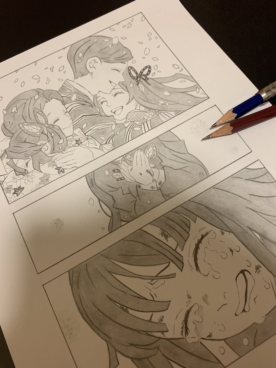 栗花落カナヲ 描いてみた  201話読んだ。 苦しくてどうにかなりそう。 #鬼滅の刃 #栗花落カナヲ #胡蝶しのぶ #胡蝶カナエ #模写 #アナログイラスト